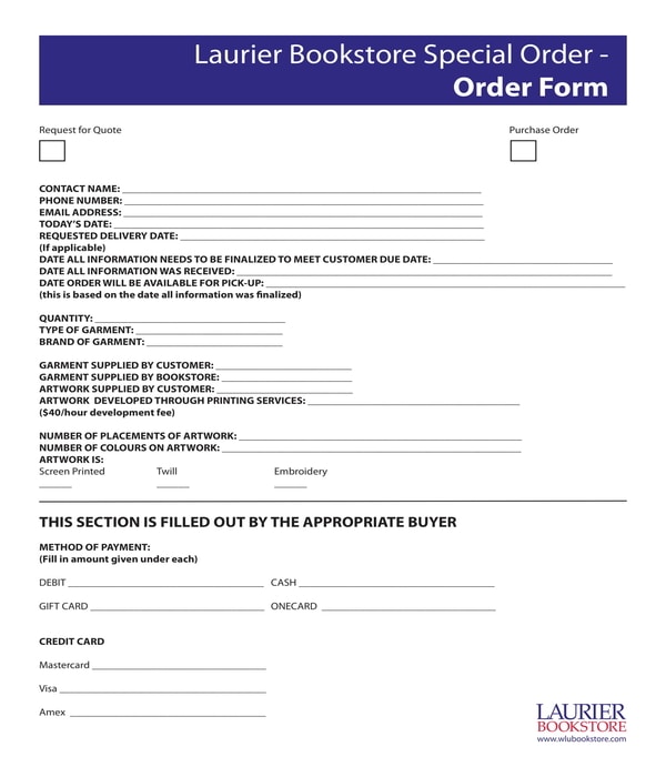 bookstore special order form