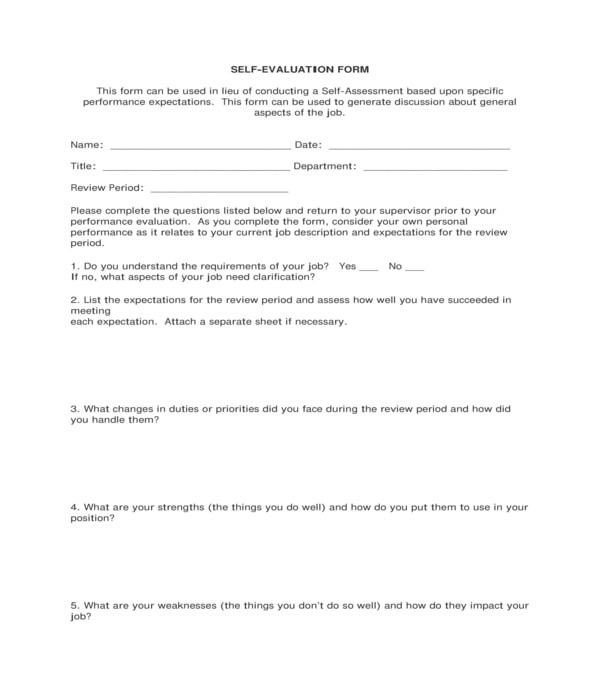 construction employee self evaluation form