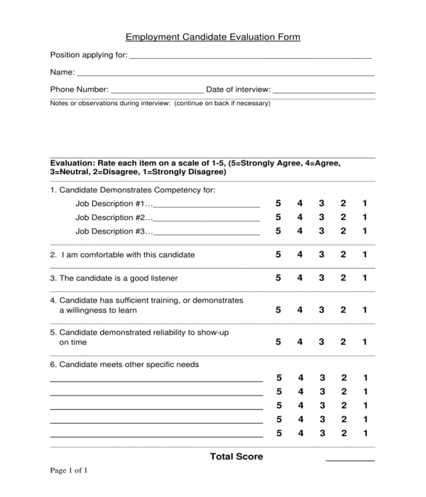 FREE 10+ Candidate Evaluation Form Samples in PDF | MS Word | Excel