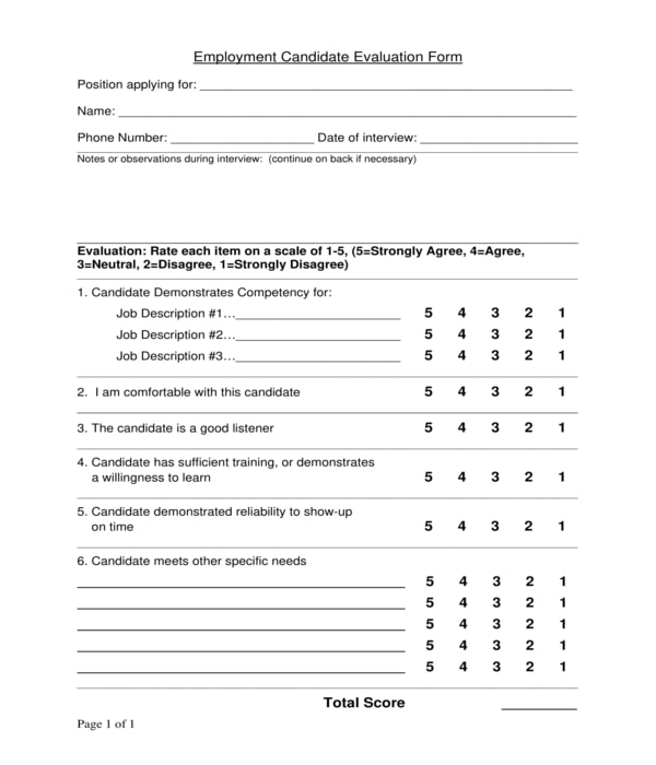 FREE 14+ Candidate Evaluation Form Samples, PDF, MS Word, Google Docs ...