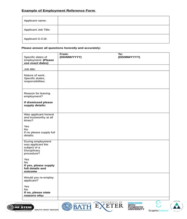 FREE 6 Employment Reference Forms In PDF MS Word