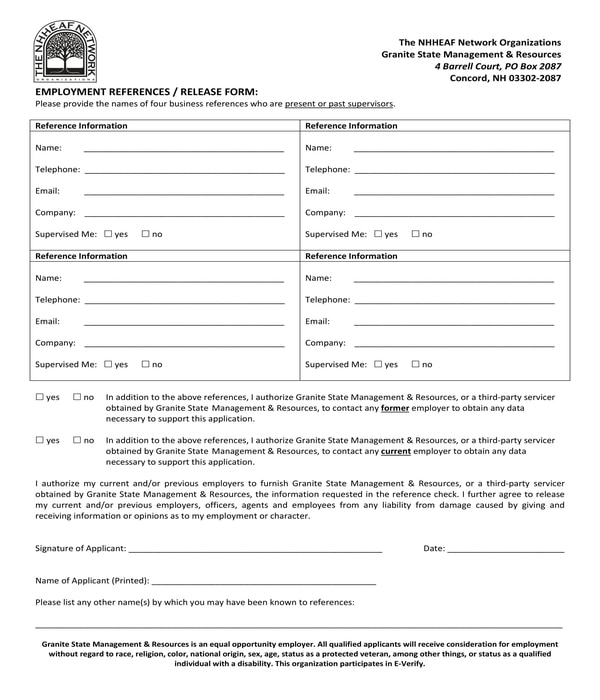employment reference release form