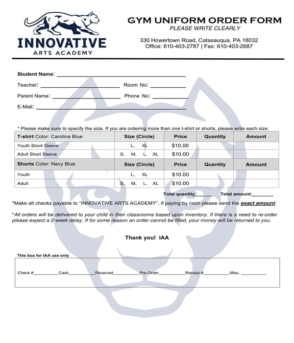 FREE 12+ Uniform Order Forms in PDF MS Word Excel