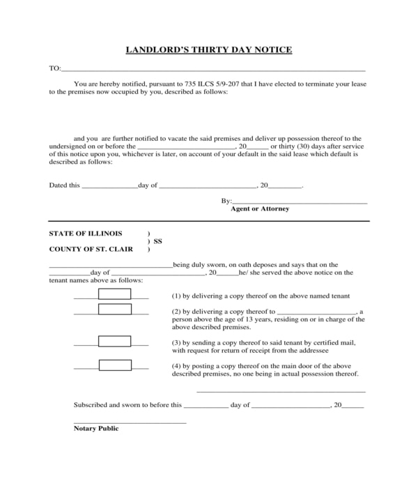 landlords 30 day notice form