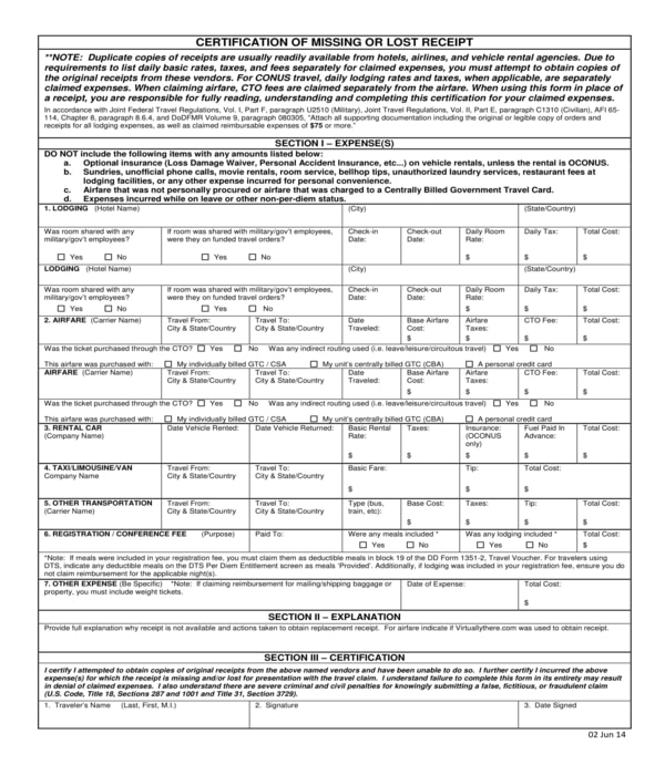 FREE 3+ Generic Lost Receipt Forms in PDF