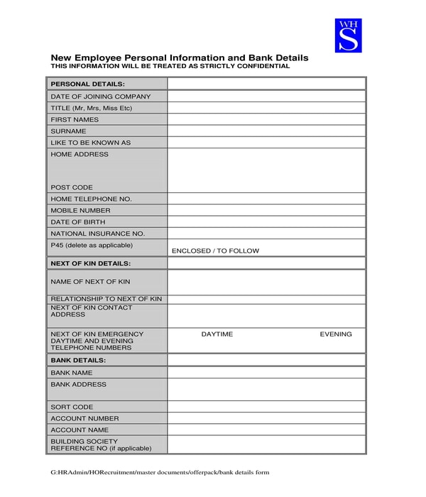 new employee personal information form