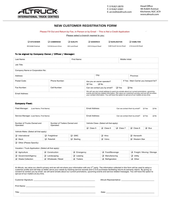 FREE 5+ New Customer Registration Forms in PDF | MS Word