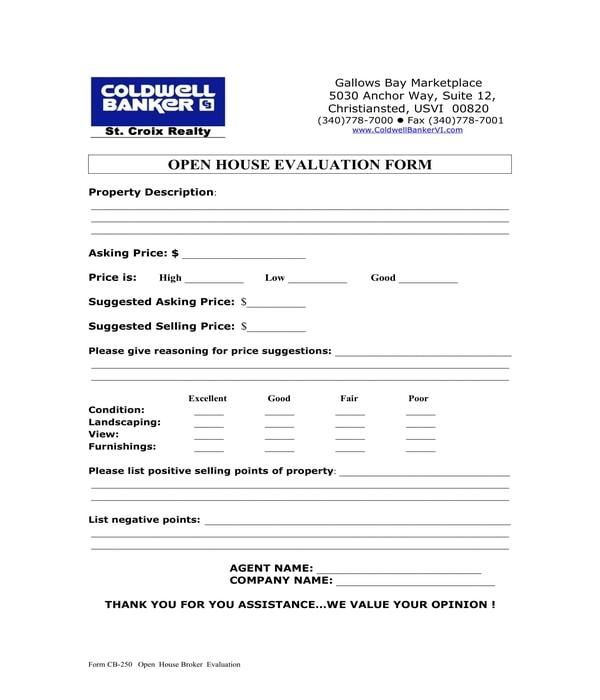 open house feedback evaluation form