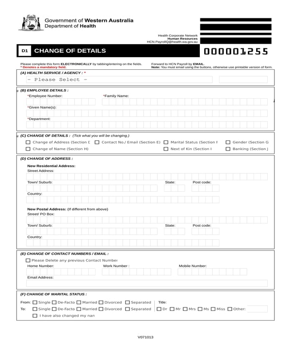 payroll change of details form
