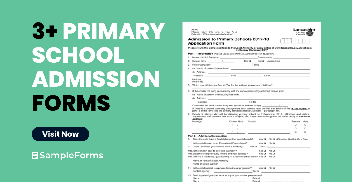 primary school admission form