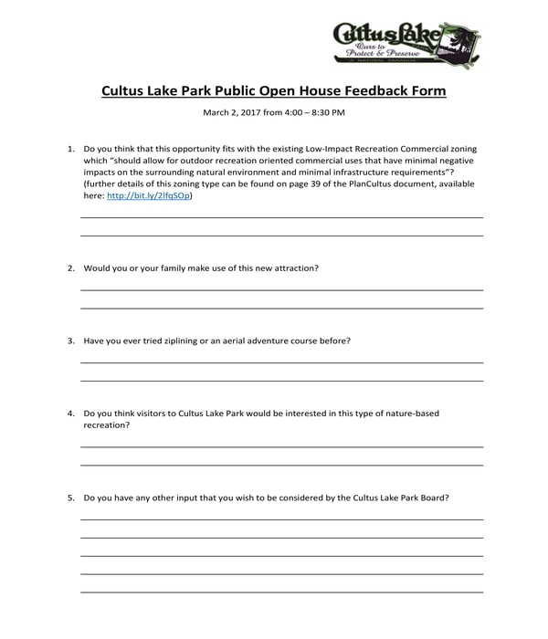 public open house feedback form