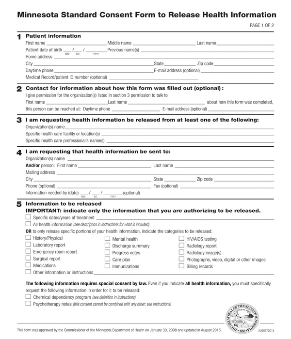 release health information form
