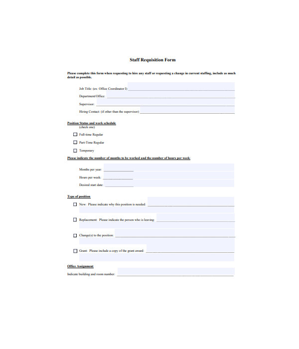 staff requisition form