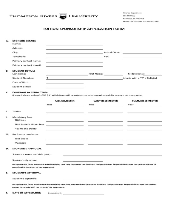 FREE 10+ Sponsor Application Forms in PDF | MS Word | Excel