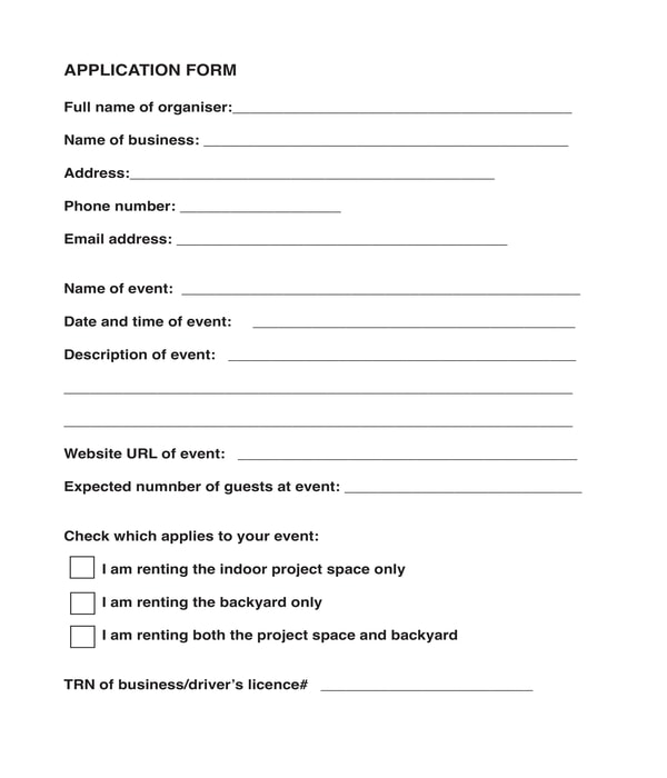 venue rental application form