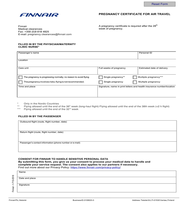 FREE 12 Proof Of Pregnancy Form Samples PDF MS WOrd Google Docs