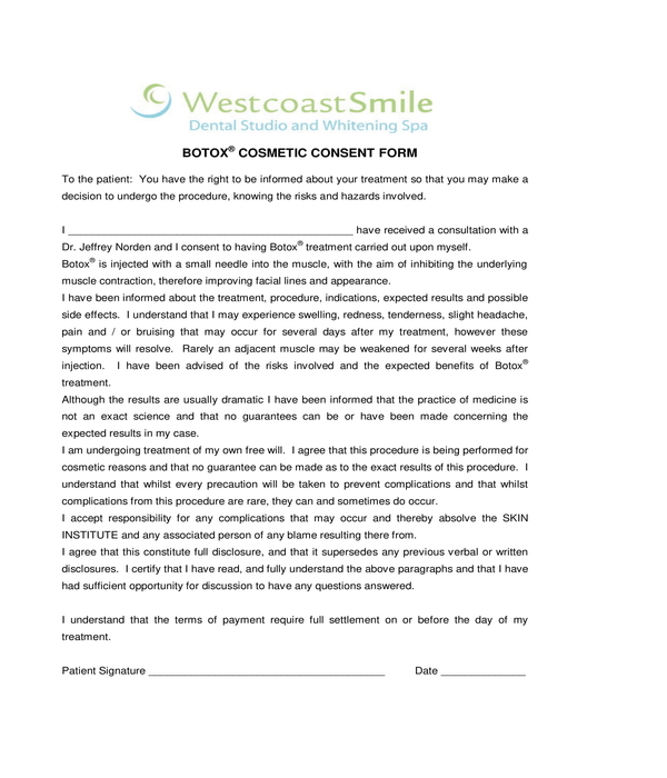botox cosmetic consent form