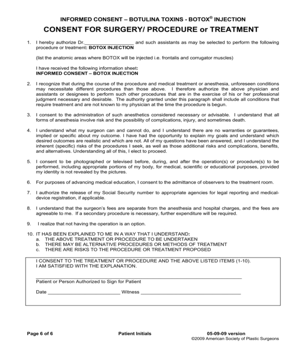 botox injection consent form