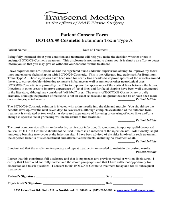 botox patient consent form