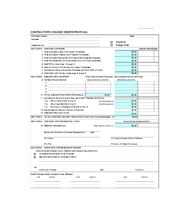 contractor proposal form