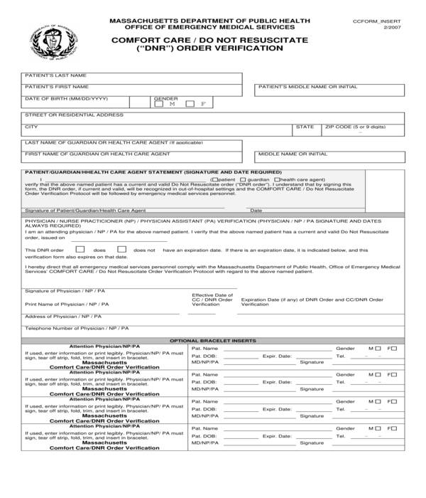 FREE 11+ DoNotResuscitate Forms in PDF MS Word