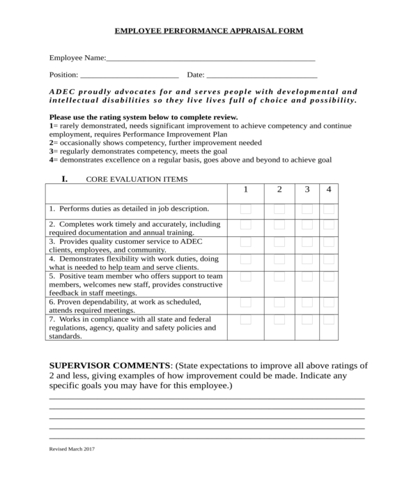 employee appraisal form in doc