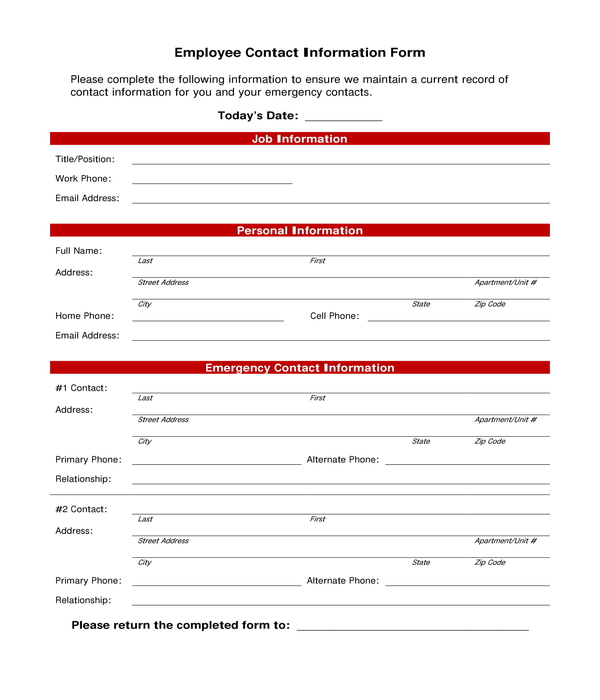 employee contact information form
