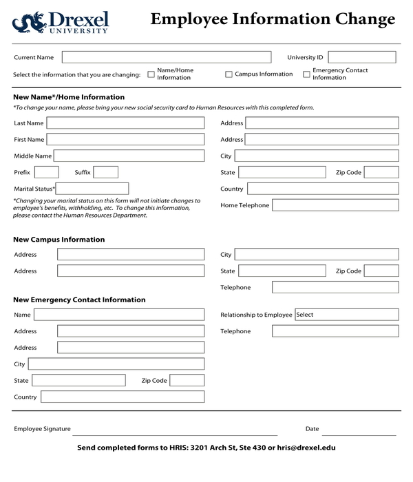 employee information change form