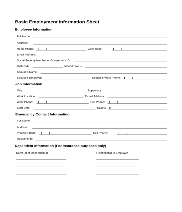 FREE 9 Employee Information Forms In PDF MS Word FREE 9 Employee Information Forms In PDF MS Word