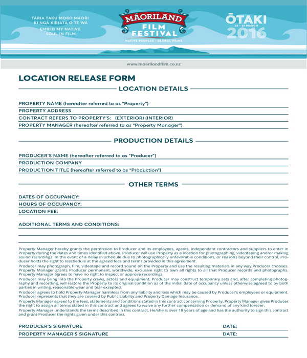 film festival location release form