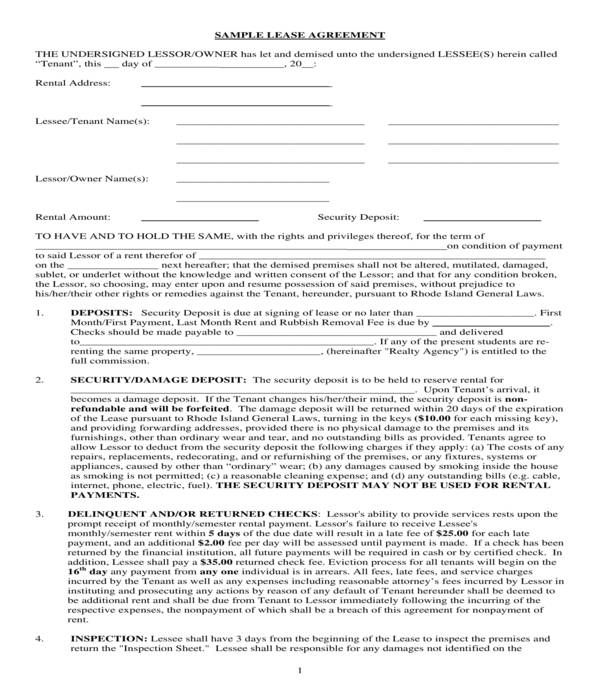 general condominium lease agreement form