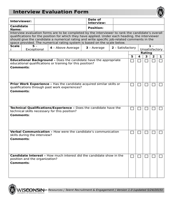 hr interview evaluation form in doc