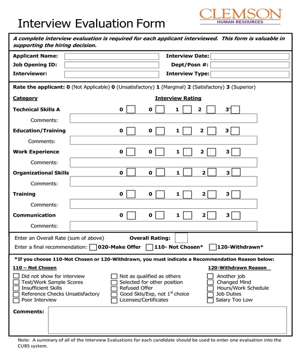 hr interview evaluation form in pdf