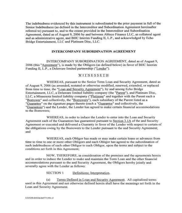 Free 10 Subordination Agreement Forms In Pdf Ms Word