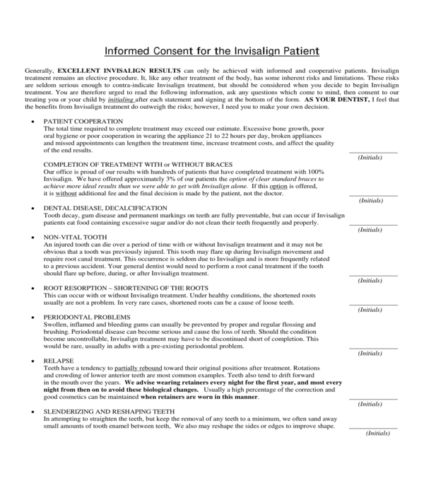FREE 3+ Invisalign Informed Consent Forms in PDF