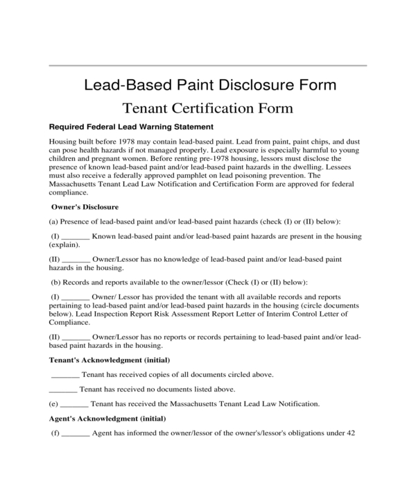 FREE 6 Lead Based Paint Disclosure Forms In PDF MS Word