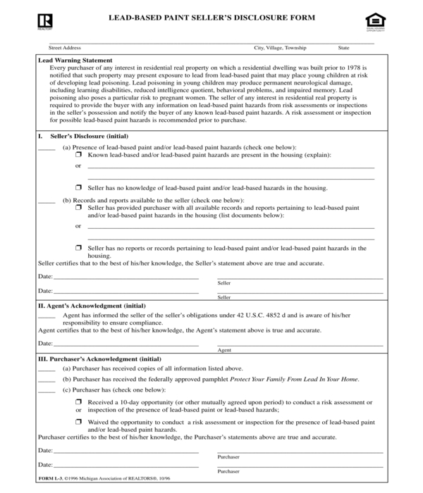 FREE 6+ LeadBased Paint Disclosure Forms in PDF MS Word