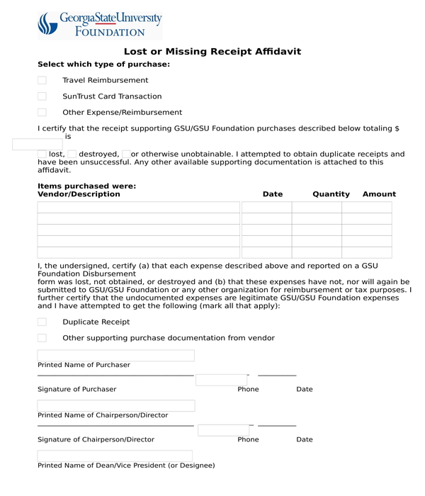 FREE 6+ Lost Receipt Forms in PDF MS Word Excel