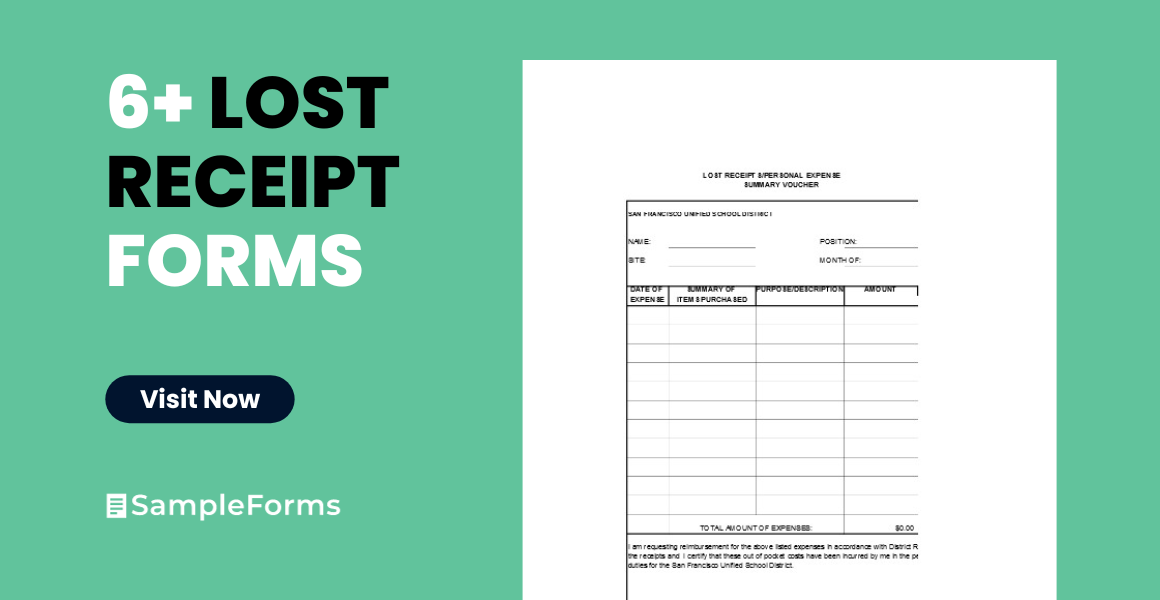lost receipts form