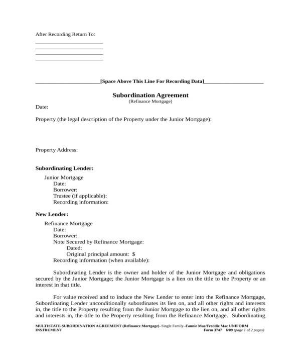 FREE 10+ Subordination Agreement Forms in PDF MS Word