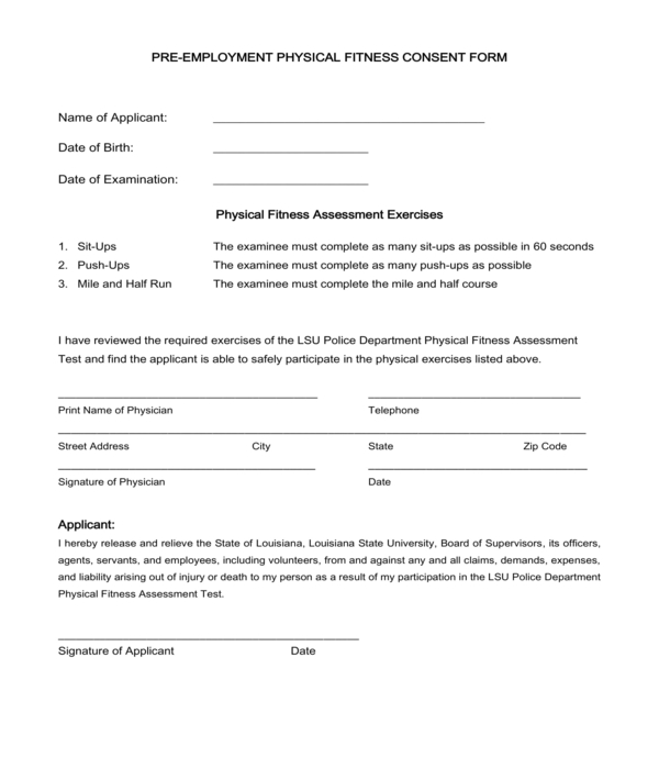 FREE 5 Blank Pre Employment Physical Forms In PDF