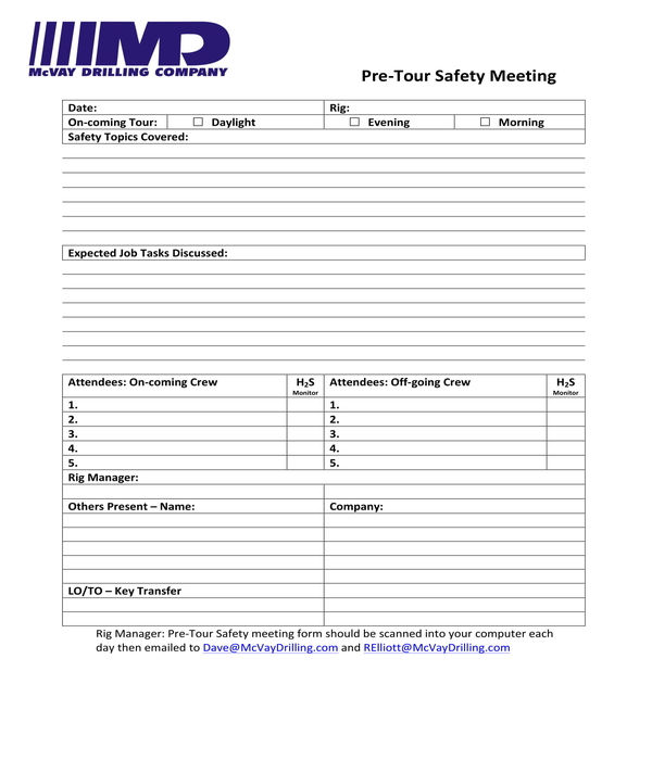 Free 10 Safety Meeting Forms In Pdf Ms Word Excel