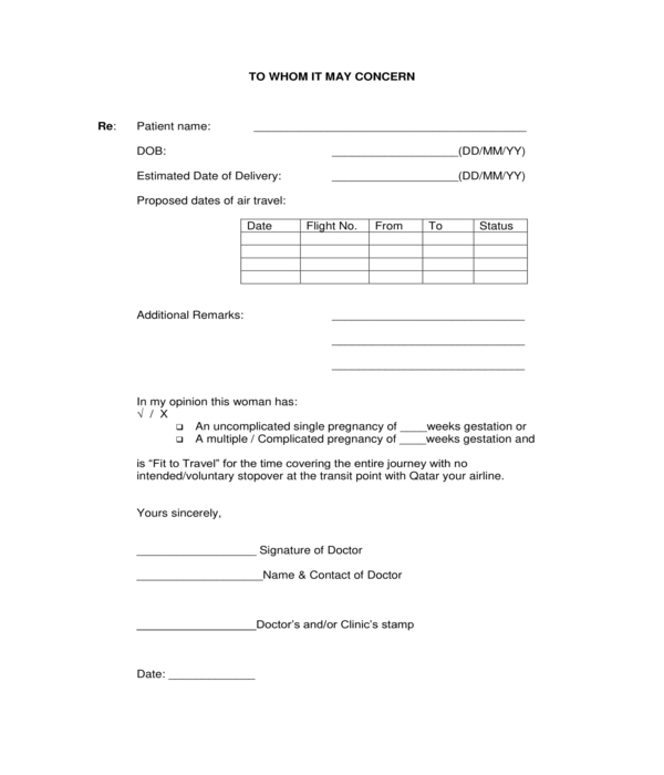 pregnancy medical certificate form