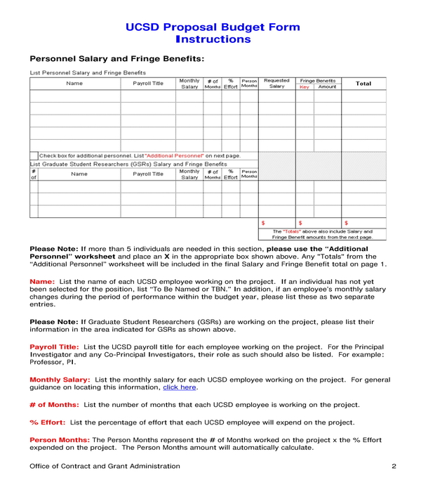 proposal budget form