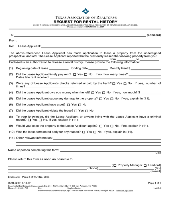 FREE 5 Rental History Forms In PDF