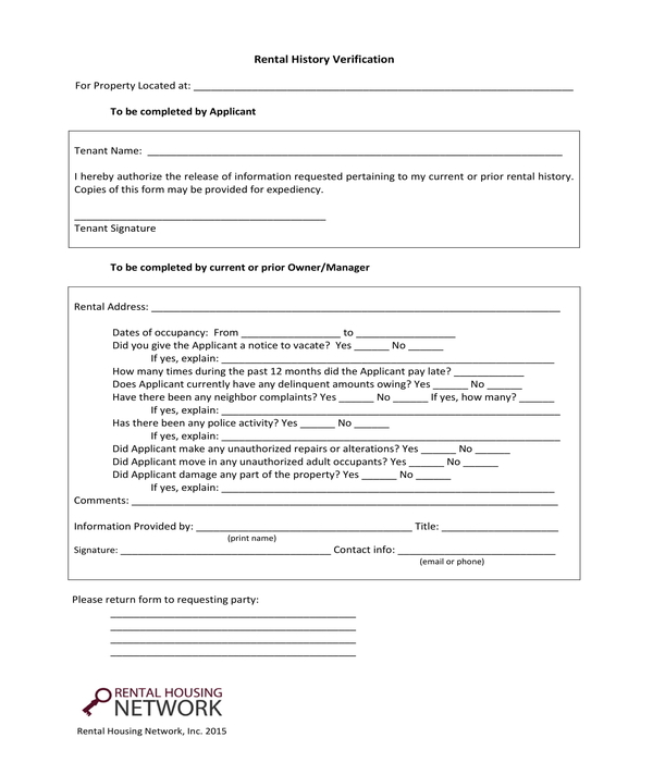 FREE 5 Rental History Forms In PDF