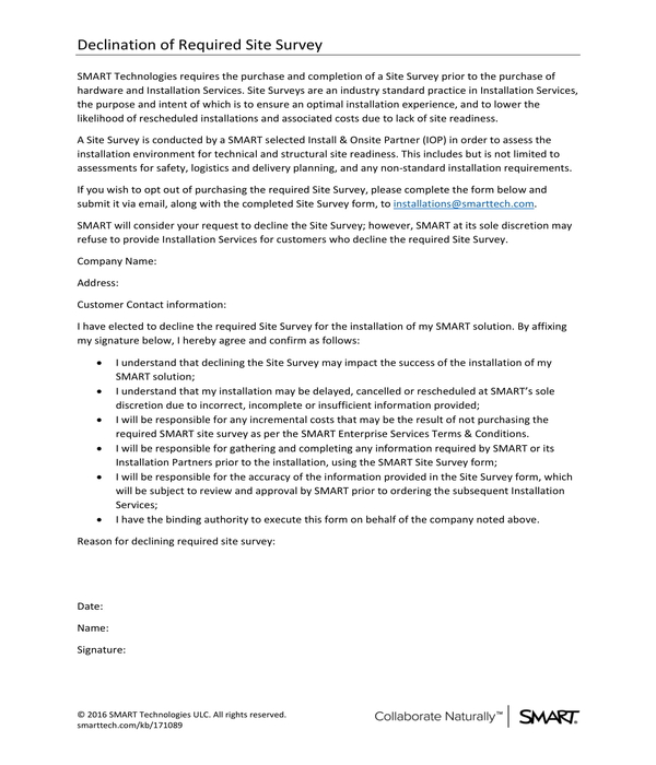 Sl Declination Form.pdf FREE 12+ Site Survey Form Samples, PDF, MS Word, Google Docs