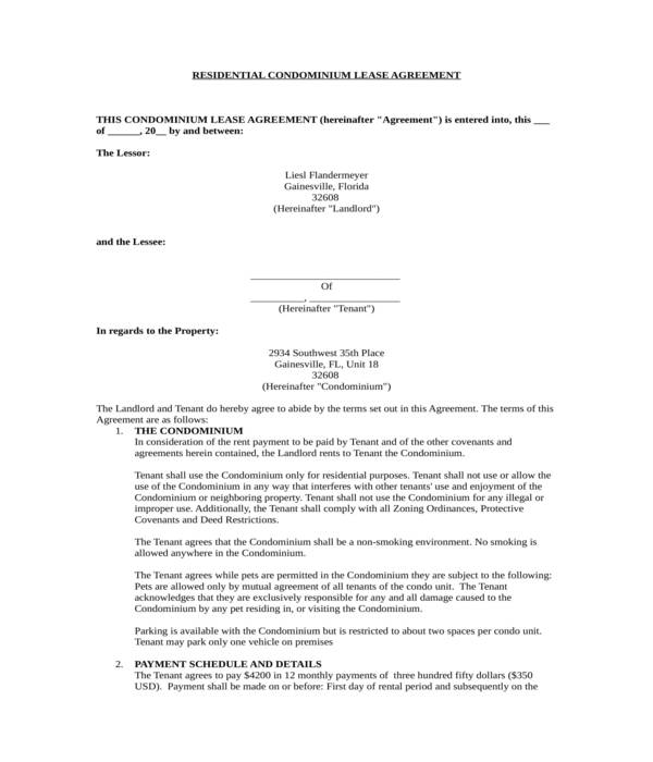 FREE 10+ Condominium Lease Agreement Forms in PDF | MS Word