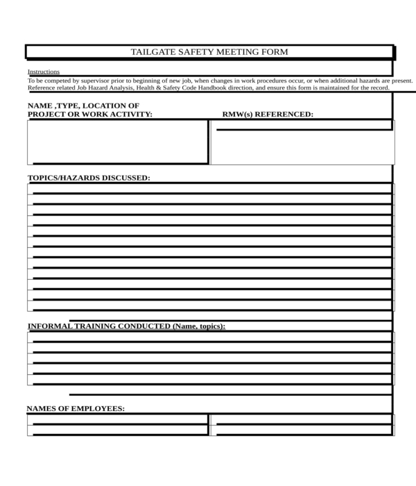 safety meeting form sample