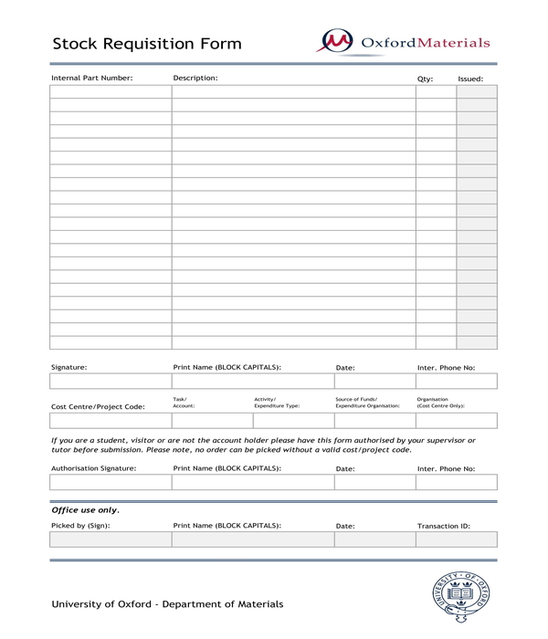 stock requisition form